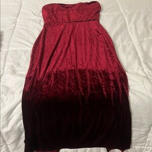 Windsor Strapless Burgundy Velvet Dress